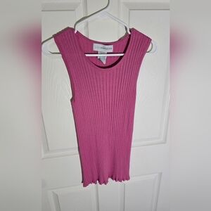 NWT Sag Harbor Womens Pink Scoop Neck Ribbed Tank Top Large
